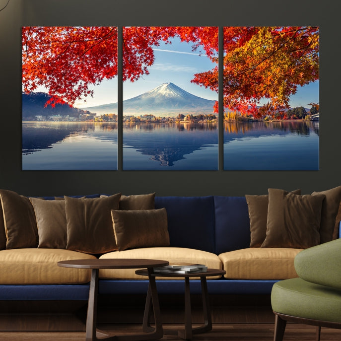 Mur de toile du Mont Fuji Art Japon Automne Paysage Mur Art Montagne Impression sur toile