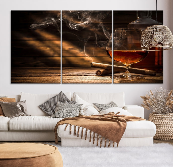 Whiskey and Cigar Wall Art Canvas Print