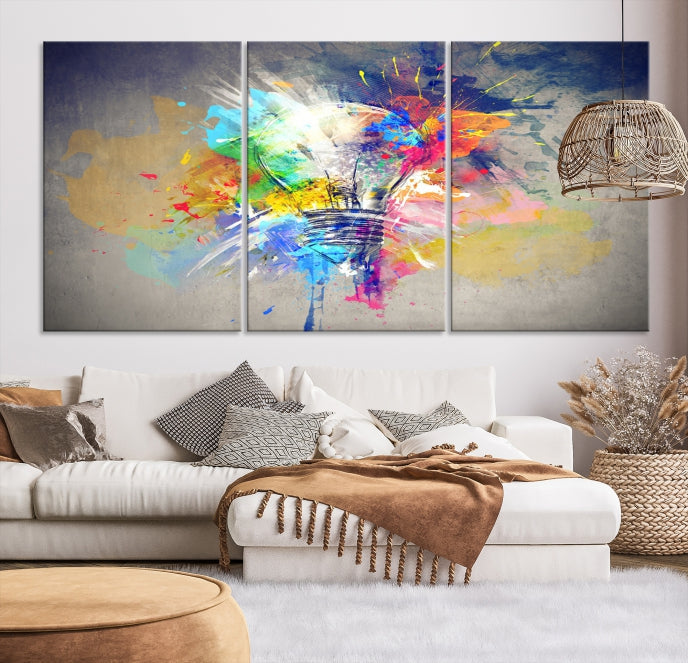 Lampe Abstraite Couleur Mur Art Impression sur toile