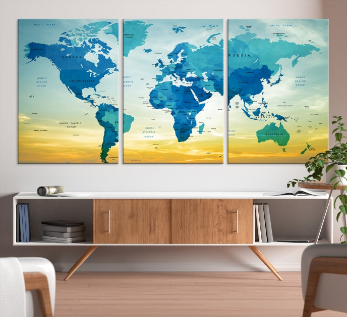 Wall Art World Map Canvas Print