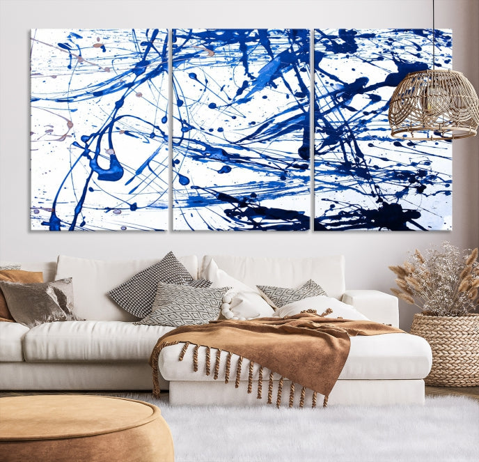 Blue Ink Splash Wall Art Canvas Print Success