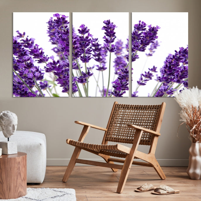 Flores de lavanda Arte de pared grande Floral Lienzo impreso