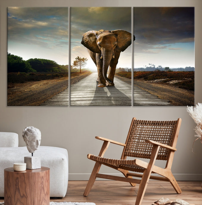 Big Wild Elephant Wall Art Canvas Print