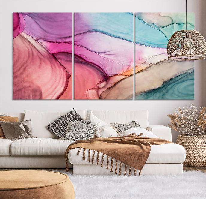 Colorful Marble Fluid Effect Wall Art Abstract Canvas Wall Art Print