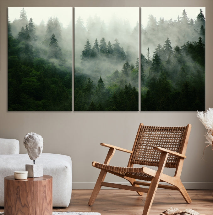 Lienzo decorativo para pared grande con bosque verde