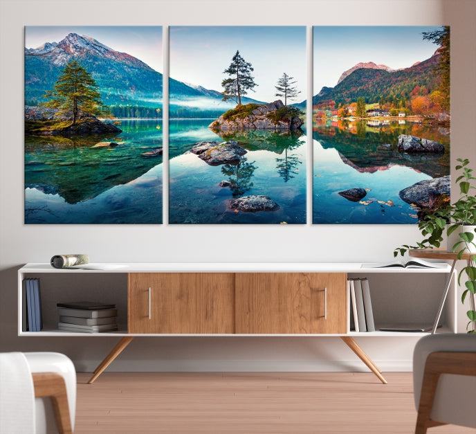 Arte de pared relajante Lago y montaña Arte de pared grande Impresión en lienzo