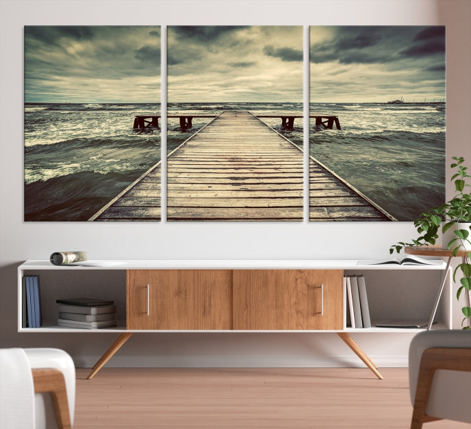 Vintage Wood Bridge Wall Art Canvas Print