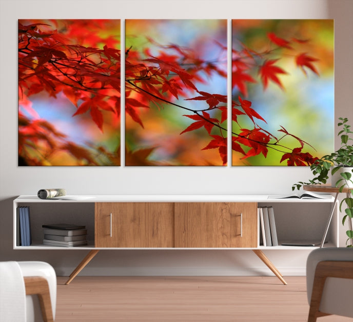 Red Leave Wall Art Canvas Print