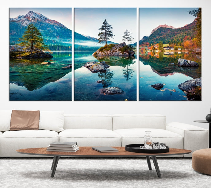 Arte de pared relajante Lago y montaña Arte de pared grande Impresión en lienzo