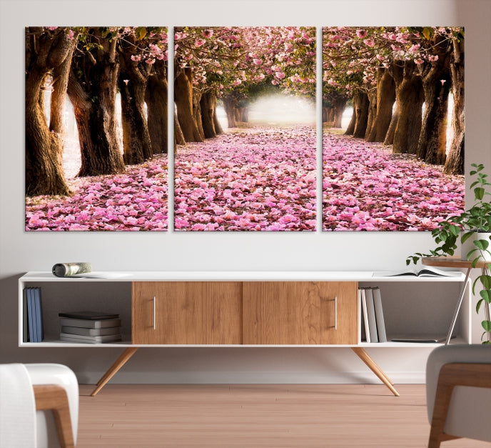 Lienzo decorativo para pared con cerezos en flor