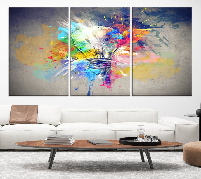 Lampe Abstraite Couleur Mur Art Impression sur toile