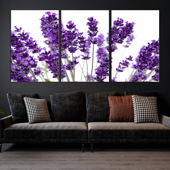 Flores de lavanda Arte de pared grande Floral Lienzo impreso