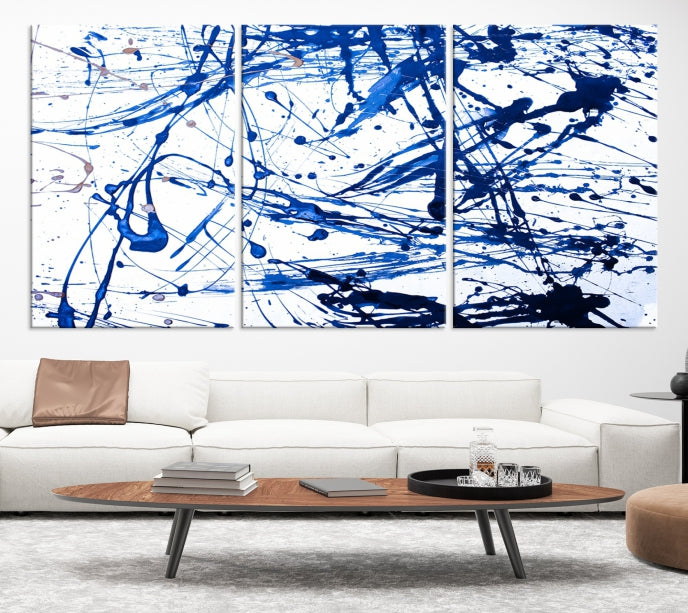 Blue Ink Splash Wall Art Canvas Print Success