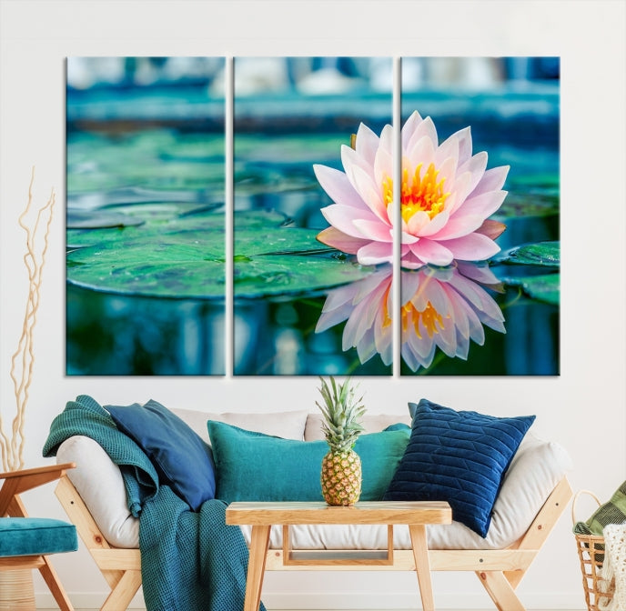 Lotus Flower Wall Art Canvas Print, Canvas Lily Flower Wall Art,