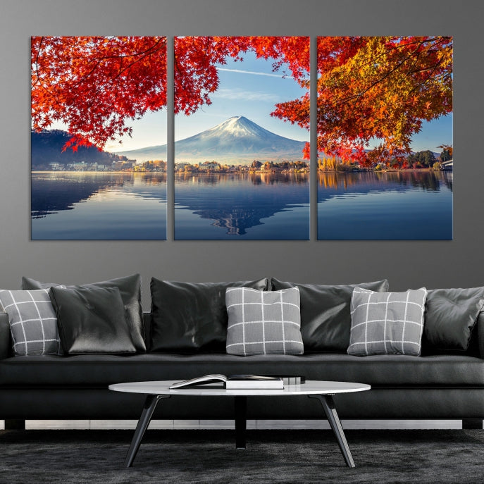 Mur de toile du Mont Fuji Art Japon Automne Paysage Mur Art Montagne Impression sur toile