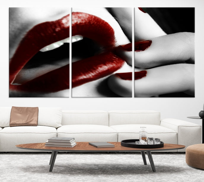 Red Lips and Women Canvas Print