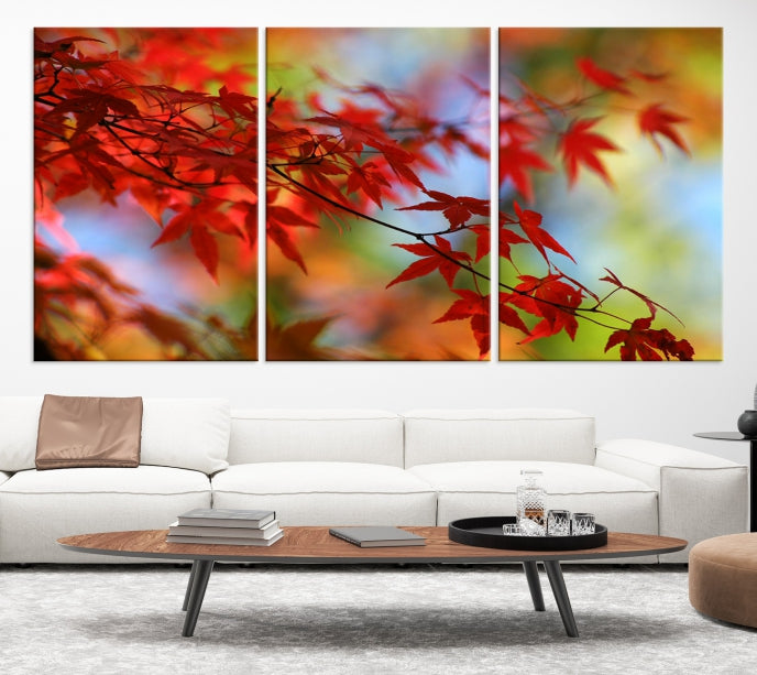 Red Leave Wall Art Canvas Print