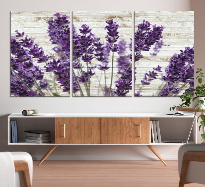 Lienzo decorativo para pared grande con hierba de lavanda