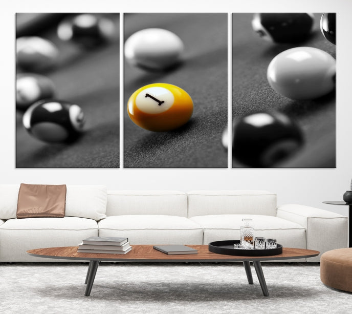 Wall Art Pool Table and Balls Canvas Print