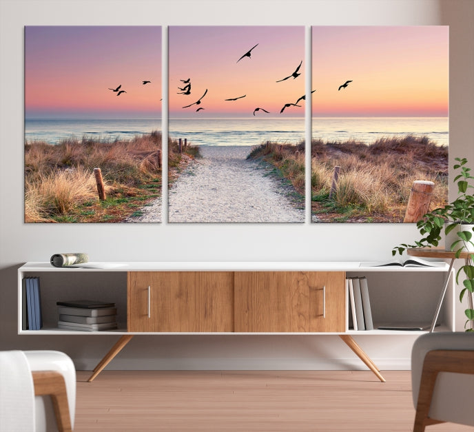 Sunset and Ocean Wall Art Canvas Print