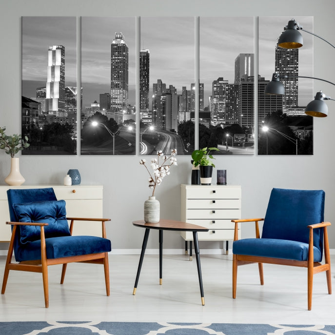 Atlanta City Black and White Wall Art