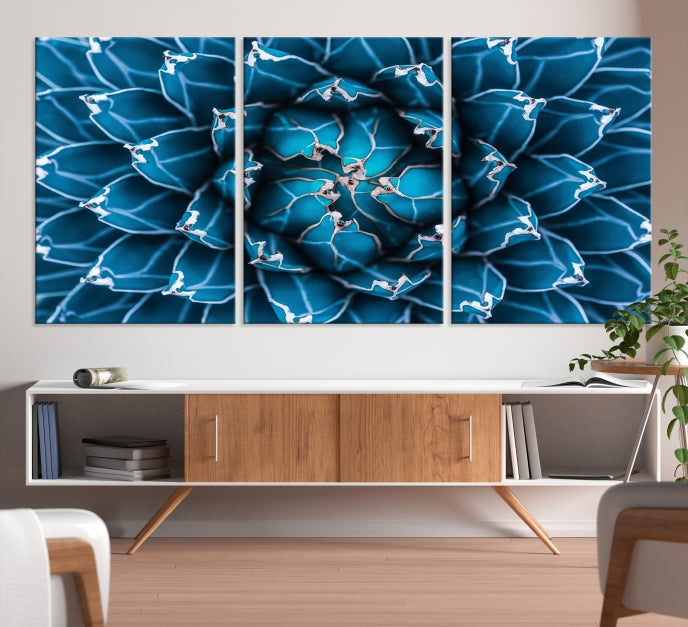 Impresión en lienzo de arte de pared grande con flor de agave azul Éxito