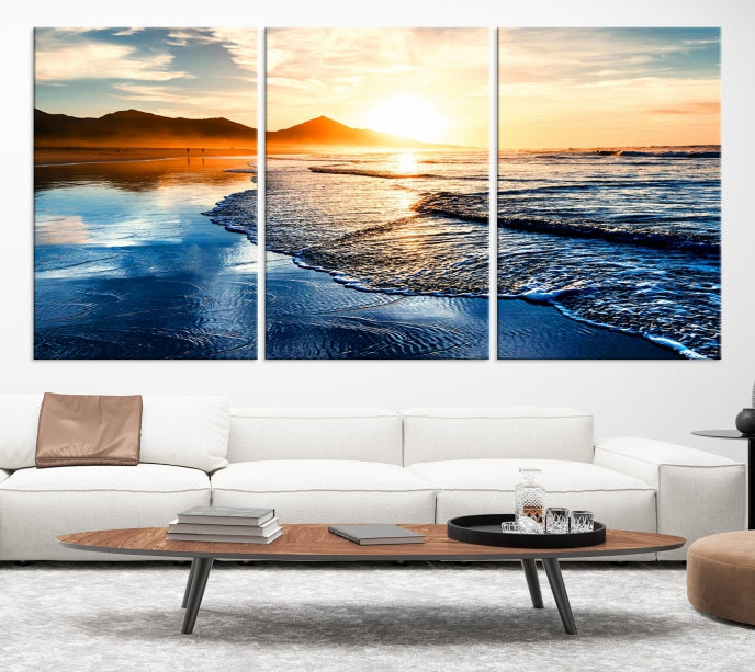 Beach Ocean Sunset on the Sea Wall Art Canvas Print