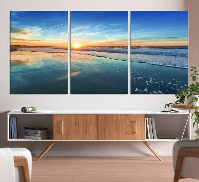 Blue Sky and Beach Wall Art Canvas Print