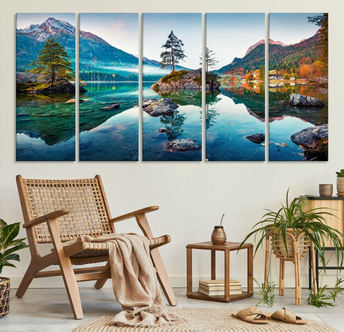 Relaxing Wall Art Lake and Mountain Wall Art Canvas Print