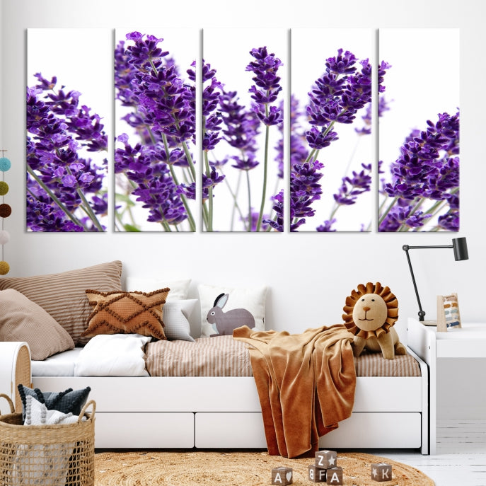 Flores de lavanda Arte de pared grande Floral Lienzo impreso