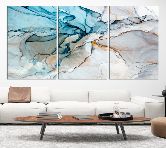 Turquoise Green Marble Fluid Effect Wall Art Abstract Canvas Wall Art Print