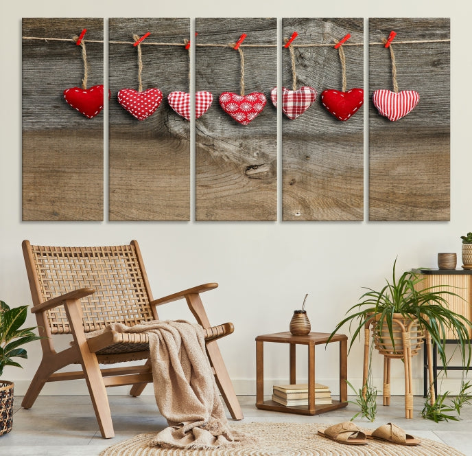 L'amour sur l'art mural en bois Impression sur toile