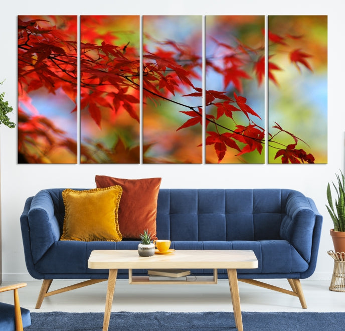 Red Leave Wall Art Canvas Print