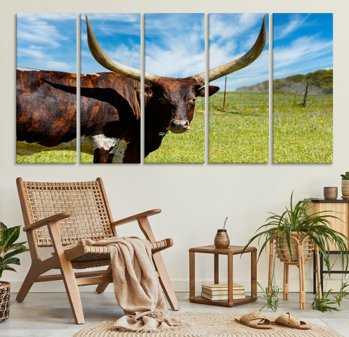 Longhorn et vache Wall Art Impression sur toile