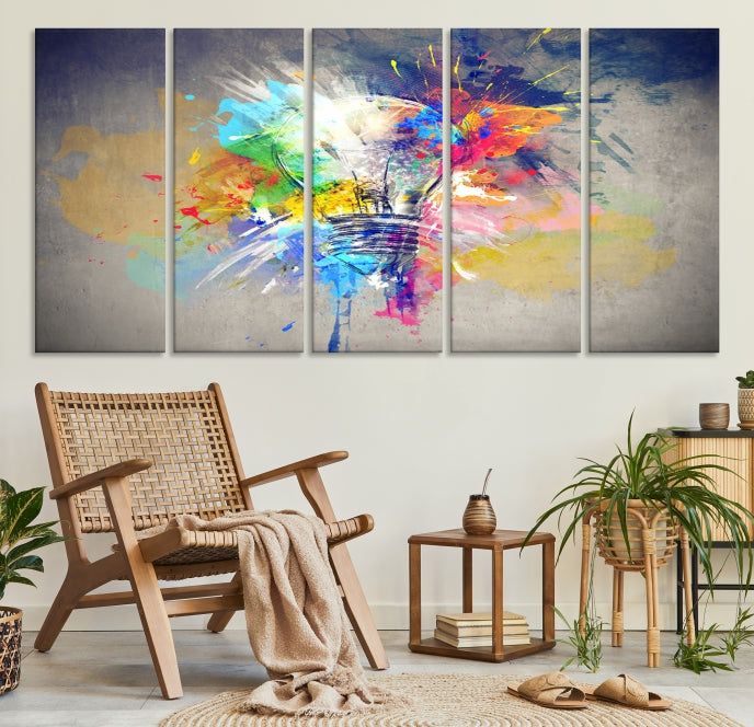 Lampe Abstraite Couleur Mur Art Impression sur toile