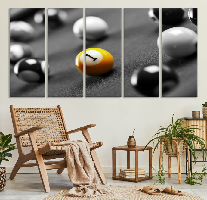 Table de billard et boules d'art mural Impression sur toile