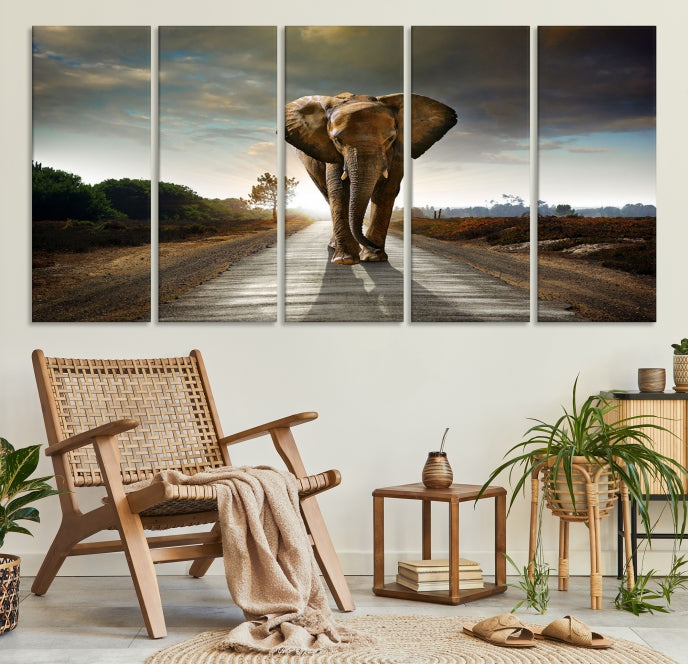 Big Wild Elephant Wall Art Canvas Print