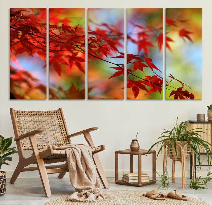 Red Leave Wall Art Canvas Print