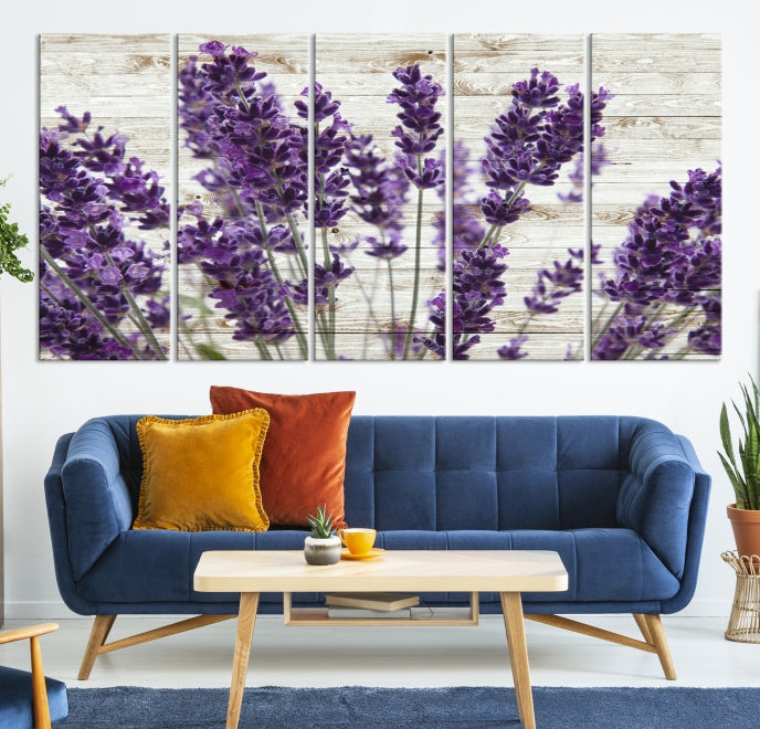 Lienzo decorativo para pared grande con hierba de lavanda