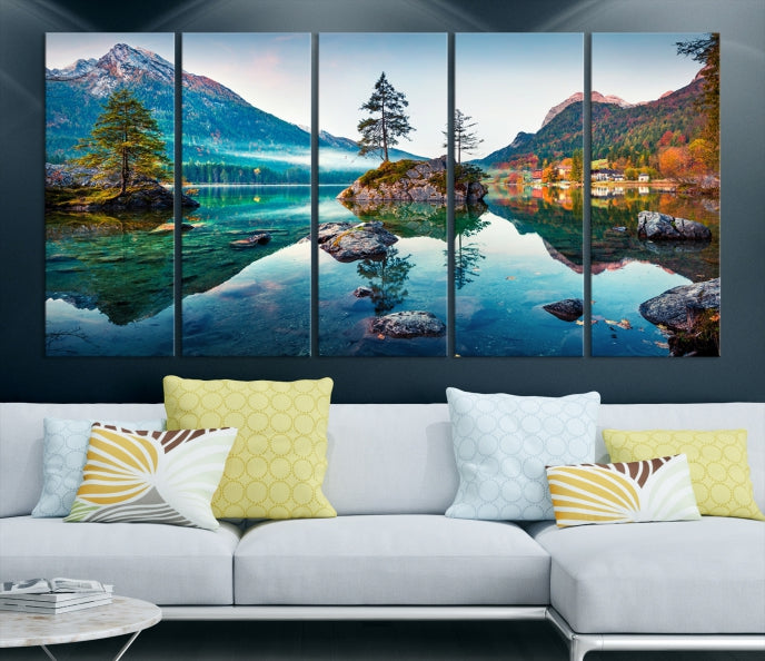 Arte de pared relajante Lago y montaña Arte de pared grande Impresión en lienzo