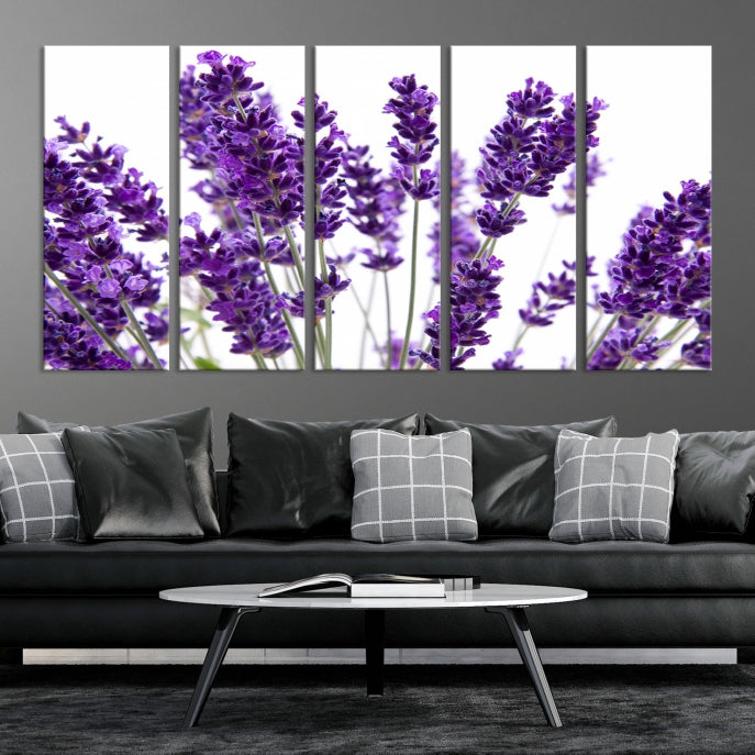 Flores de lavanda Arte de pared grande Floral Lienzo impreso