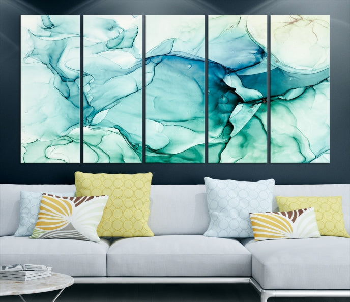 Turquoise Marble Fluid Effect Wall Art Abstract Canvas Wall Art Print