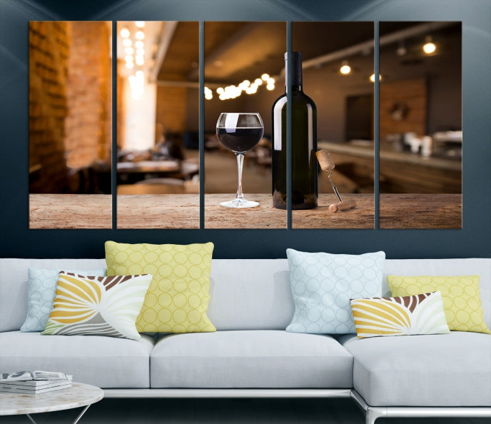 Wine and Bottle Wall Art Canvas Print