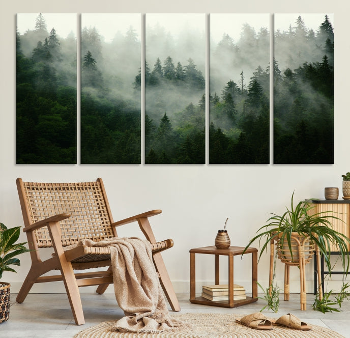 Lienzo decorativo para pared grande con bosque verde