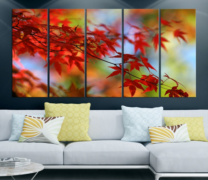 Red Leave Wall Art Canvas Print