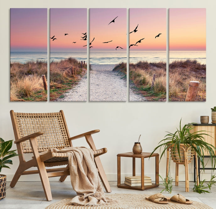 Sunset and Ocean Wall Art Canvas Print