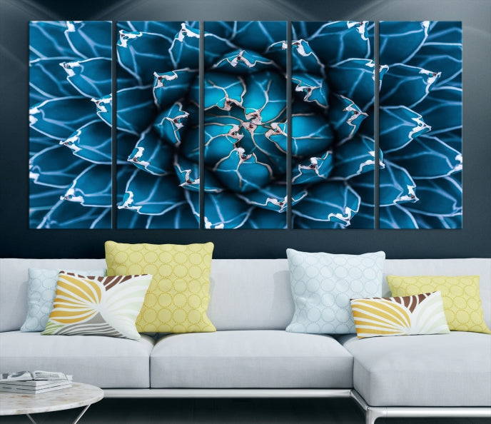 Impresión en lienzo de arte de pared grande con flor de agave azul Éxito