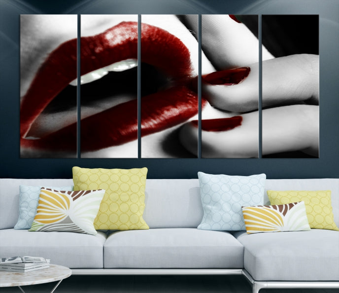 Red Lips and Women Canvas Print