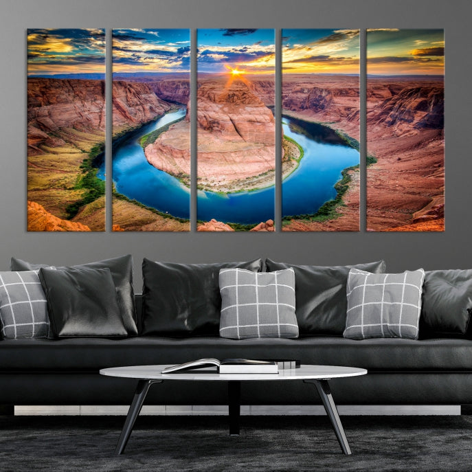 Sunset on the Horseshoe Bend Grand Canyon Nal Park Wall Art Canvas Print