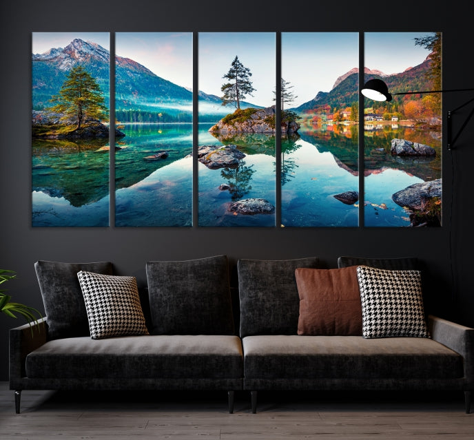 Arte de pared relajante Lago y montaña Arte de pared grande Impresión en lienzo